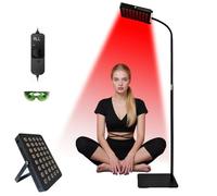 Warmforwel Red Light Therapy Lamp Infrared Light 40LED 660nm & 850nm 80W with Stand Dual Wavelength Adjustable Brightness Timer for Home Gym Use Indoor Muscle, Joint, Neck & Face Device with Goggles