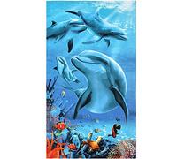 WarmHeartting Beach Towels Extra Large 100x180cm Microfibre for Men and Women Great for Swim Spa Travel Yoga Sports Camping Sunbed Cover Bath or Shower at Home Dolphins Print