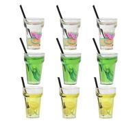 Warmhm 1:12 Scale Miniature Fruit Drink Props with Yellow Lemon, Green Citrus, and Mixed Fruit, Dollhouse Kitchen Food Model for DIY Scene and Pretend Play