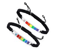 Warmhm 1 Pair Adjustable Lovers Wrist Bracelets Rainbow Color Nylon Ropes for Couples Chic Eye Catching Design Comfortable Durable for Any Occasion