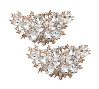 Warmhm 1 Pair Detachable Rhinestone Shoe Clips Glamorous Buckle Accessories for Heels Elegant Decoration for Weddings Special Events Durable Material Rose Gold Finish