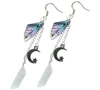 Warmhm 1 Pair Fairy Wings Dangle Earrings for Women Teen Elegant Moon Charm Jewelry for Mothers Daughters Friends Suitable for Daily Wear Special Occasions