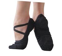Warmhm 1 Pair Professional Non Slip Ballet Dance Shoes for Adults Full Stretch Sole Design for Yoga Modern Dance Ballroom Durable Material Black