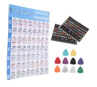 Warmhm 1 Set Beginner Ukulele Chord Chart with Color Coded Fretboard Stickers and Picks Learning Tools for Quick Mastery of Chord Positions for Individual