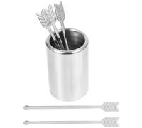Warmhm 1 Set Reusable Stainless Steel Fruit Fork Set with Storage Holder Picks for Desserts Cocktails and Appetizers for Parties and Gatherings