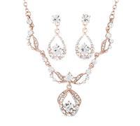 Warmhm 1 Set Rhinestone Jewelry Kit for Women Necklace and Earrings for Weddings Birthdays and Formal Events Elegant Rose Gold Neck Jewelry for Stunning Looks
