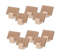 Warmhm 10 Set Rustic Wooden Table Number Stand with Natural Bark Finish Square Memo and Place Card Holders for Weddings Banquets Parties Lightweight Name Tag Display for Indoor Outdoor