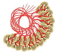 Warmhm 10 Sets Chinese Coins Hanging Adornment with Rope and Alloy Material for Wallet and Car, Practical Lunar New Year Craft Decoration with Elegant Appearance and Creative Style