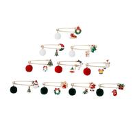 Warmhm 10 Sets Christmas Brooches Pins Mixed Styles Themed Party Accessories for Garments Scarfs Hats Festive Decoration Jewelry Gifts