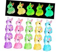 Warmhm 100Pcs Glow the Dark Mini Rabbit Figurines Brightly Colored Tiny Resin Bunnies for Home Office Garden Decor Party Favors Adorable Bonsai Decoration