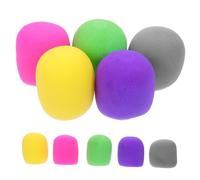 Warmhm 10pcs Disposable Microphone Sponge Covers Thickened Mic Sleeve Protective Covers for KTV Handheld Microphones in Purple, Yellow, Grey, Green and Pink