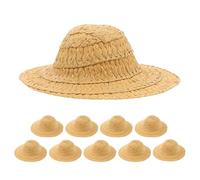 Warmhm 10pcs Miniature Straw Hats: Tiny Craft Hats Mini Dollhouse Accessories Handmade Paper Caps For Diy Projects Photography Props 2. 75 Inch