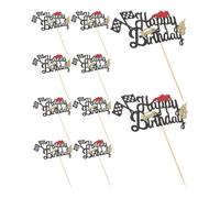 Warmhm 10pcs Racing Car Cake Toppers with Checkered Flag Creative Racing Theme Birthday Decorations for Boys Sharp Patterned Cupcake Cake Party Supplies