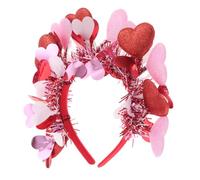 Warmhm 10Pcs Valentine's Day Heart Headband Sparkling Glitter Heart Hair Accessories for Weddings Birthdays and Celebrations Red Pink for Festive Looks