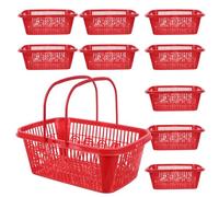 Warmhm 10Pcs Vented Plastic Berry Baskets Fruit Picker Storage Containers for Strawberries Blueberries and Vegetables Portable Easy Drainage for Home and Garden Use Red
