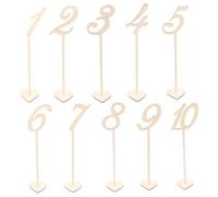 Warmhm 10pcs Wooden Table Holders with Heart Shaped Base Rustic Wedding Reception Table Signs for Birthday Party Seating Includes Numbers