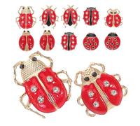 Warmhm 12pcs Cartoon Ladybug Brooch Pins Durable Alloy Insect Lapel Pins with Rhinestones Lightweight Shirt and Coat Accessories for Womens Casual and Formal Wear