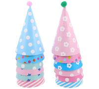 Warmhm 12pcs Colorful Cone Birthday Hats for Pom Pom Accents Comfortable Party Headwear Vibrant Paper Caps for Classroom Celebrations and Photo Booth Props