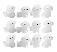 Warmhm 12Pcs Glow in the Dark Mini Resin Dog Figurines, Tiny Miniature Puppy Statues for Garden Landscape Decoration, 4 Styles Bichon Dogs Collection for Fairy Garden Display