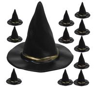Warmhm 12Pcs Hats for Halloween Decorations Tiny Witch Hat Props for Doll House DIY Crafts Photo Activities for Friends Family