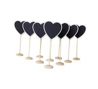 Warmhm 12pcs Mini Heart Wooden Blackboard Clip Hanging Chalkboard for Parties