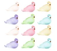 Warmhm 12Pcs Mini Resin Bird Figurines Glow in the Dark Tiny Pigeon Decorations for Home Micro Garden Cute Animal Ornaments Soft Night Light