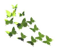 Warmhm 12pcs PVC Mirror Butterfly Wall Stickers Removable Decals for Home Kitchen Decor Adorable Pink Mirror Butterflies for Bedroom Decor