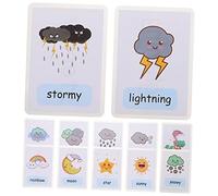 Warmhm 12Pcs Weather Cognition Flash Cards for Boy Girl Portable Learning Cards for Early Education Sight Words Flash Cards for Kindergarten Classroom Fun and Engaging Student Supplies