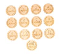 Warmhm 13pcs Memorial Wooden Sign Growth Cards Newborn Progress Discs for Shower Photo Board Announcement Cards Girl Household
