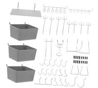 Warmhm 140pcs Heavy Duty Metal Peg Board Hooks Set with Organizer Bins for Workshop Garage Storage Versatile Pegboard Accessories for Tool Hanging and Space Optimization
