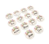 Warmhm 14pcs Baby Monthly Cards Wooden Newborn Cards Painted Decorative for Celebrating the First Year a Baby's Birth with Beautiful Design and Creative Appearance