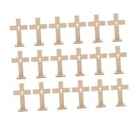 Warmhm 18pcs Small Unfinished Wooden Crosses with Standing Base Compact Tabletop Religious Ornaments for Easter Baptism Church Decor Faith Symbols for Weddings and Christian