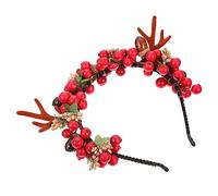 Warmhm 1PC Adorable Berry Antler Headband Lovely Xmas Hair Accessory for Christmas Parties Festivals and Masquerades Fun Deer Antlers Design with Faux Berries for Women