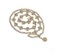 Warmhm 1Pc Fashionable Rhinestone Waist Chain for Women Elegant Metal Dress Belt All Match Ethnic Style Waist Accessory for Parties and Special Occasions Golden