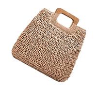 Warmhm 1pc Hand Crocheted Large Beach Bag for Women Versatile Summer Handbag for Daily Use Vacations Stylish Khaki Tote for All Occasions