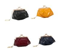 Warmhm 1Pc Retro Yellow Cowhide Coin Purse Durable Wallet Earphone Storage Bag Wear Resistant Clutch for Coins Accessories for Her