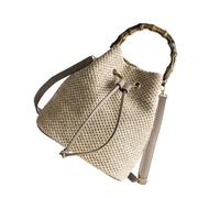 Warmhm 1Pc Stylish Straw Bucket Shoulder Bag for Women Versatile Cross Body Tote Chic Summer Design for Daily Use for Beach and Outdoor Activities