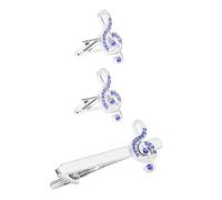 Warmhm 1Set Stylish Music Note Cufflinks with Tie Clip for Men Elegant Accessory for Business Shirts for Holidays and Special Occasions