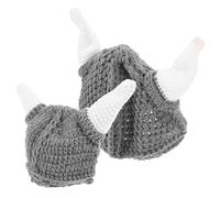 Warmhm 2 pcs Knitted Ox Horn Hats Funny Party Cosplay Hats for Adults and Soft Stretchy Warm Beanie Caps with Unique Ox Horn Design for Costume and Theme Parties