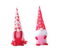 Warmhm 2 Pcs Valentine's Day Gnome Doll Ornament Lovely Faceless Dwarf Decor Romantic Festival Table Figurines for Couples Home Party Decoration