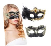 Warmhm 2 Pcs Vintage Couples Masquerade Masks Unisex Party Masks with Intricate Patterns for Theatrical Events Weddings and Costume Parties
