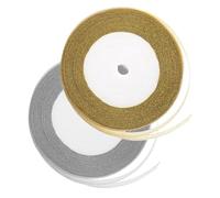 Warmhm 2 Rolls Assorted Colour Glitter Organza Ribbon 12mm Wide Polyester Sparkly Ribbon Ample Length for Party Decor and Candy Wrapping, Versatile Crafting Wrapping Supplies