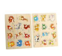 Warmhm 2 Sets Wooden Peg Puzzle Early Logic Educational Animal Puzzles for Montessori Learning Develops Hand Eye Coordination and Cognitive Skills