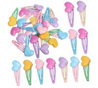 Warmhm 20 Pcs Heart Snap Hair Clips for Women Cute Barrettes in Pink Rose Pink Yellow Lake Blue Purple Lightweight Kawaii Hair Accessories for Daily Use Parties Weddings