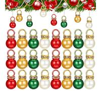 Warmhm 200pcs Mini Christmas Ornaments Small Shiny Ball Hanging Decorations for Xmas Tree Holiday Party Seasonal Decor in Red Gold Green White