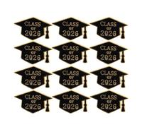 Warmhm 2026 Graduation Cap Brooch 12pcs Set - Black Doctoral Hat Pins for Teachers and Students, Graduation Favor Lapel Badges for Jackets, Backpacks, and Hats