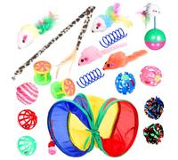 Warmhm 20pcs Indoor Cat Toys Cat Tunnels Interactive Toys Catnip Balls Crinkle Kitten Teaser