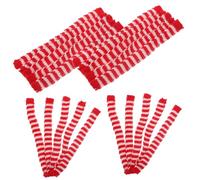 Warmhm 20pcs Mini Scarves Creative Toy Figurine Accessories Red White and Red Green Striped Woolen Pom Decorations for Party Supplies and Craft Dolls