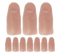 Warmhm 20Pcs Realistic Fake Finger Tips with Nails, Vinyl Trick Prop Sleeves for Illusion Performance, Party Pranks, and Cosplay Accessories
