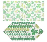 Warmhm 20pcs St Patrick’s Day Paper Napkins Lucky Shamrock Print, Decorative Party Tissue Paper for Irish Themed Celebrations and Birthday Tableware